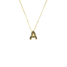 Load image into Gallery viewer, Savvy Bling - Initial Balloon Bubble Gold Necklace: W / GOLD SMOOTH