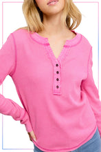 Load image into Gallery viewer, La Miel - HCT7679-Waffle Long Sleeve Henley Thermal Top Halloween