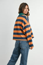 Load image into Gallery viewer, BUTTERMELON - Striped Quarter-Zip Contrast Collar Sweatshirt - BMT7974