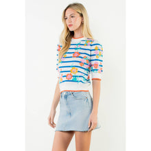 Load image into Gallery viewer, Short Sleeve Floral Knit Top