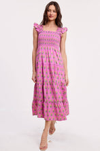 Load image into Gallery viewer, Floral Clusters Smocked Midi Dress - Pink