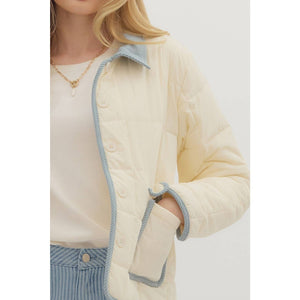 Quilted cord collar button closure barbour jacket