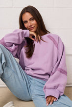 Load image into Gallery viewer, Lace Trim Cutout Sweatshirt - Lavender