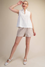 Load image into Gallery viewer, Stand Collar Slit V-Neck Sleeveless Top