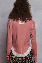 Load image into Gallery viewer, Long sleeve solid raw edge eyelet patch rib knit top