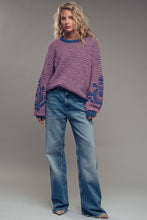 Load image into Gallery viewer, Embroidered Detail Striped Crewneck Sweater