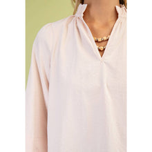 Load image into Gallery viewer, STYLE USA - Wide Sleeves  Ruffled Neck Blouse