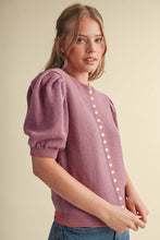 Load image into Gallery viewer, Striped Short Sleeve Puff Sweater