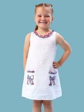 Load image into Gallery viewer, Girls Freedom Floral Bow Ruffle Pocket Dress