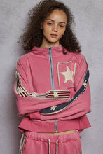 Load image into Gallery viewer, Long sleeve French terry star patch striped elastic jacket