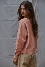Load image into Gallery viewer, Knit Sweater With Contrast Stitches Detail - Rose