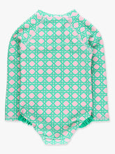 Load image into Gallery viewer, Girls Pink Coastal Cane Long Sleeve One Piece Rash Guard Swimsuit