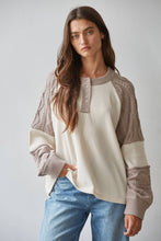Load image into Gallery viewer, By Together - W2588 | Knit Sweater Waffle Half Button Up Pullover: Cream / M