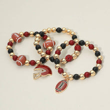 Load image into Gallery viewer, Sensibling Corp. - 3PCS - Game Day Football Helmet Charm Beaded Stretch Multi Layered Bracelets
