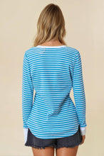 Load image into Gallery viewer, Striped Henley Top with Contrast Thumb Holes