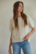 Load image into Gallery viewer, Knit Sweater Acrylic Nylon Wool Spandex Cable Detail - Beige