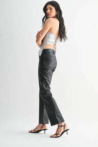 JUST BLACK DENIM - BP459J-C - COATED BLK - Slim Cropped Bootcut