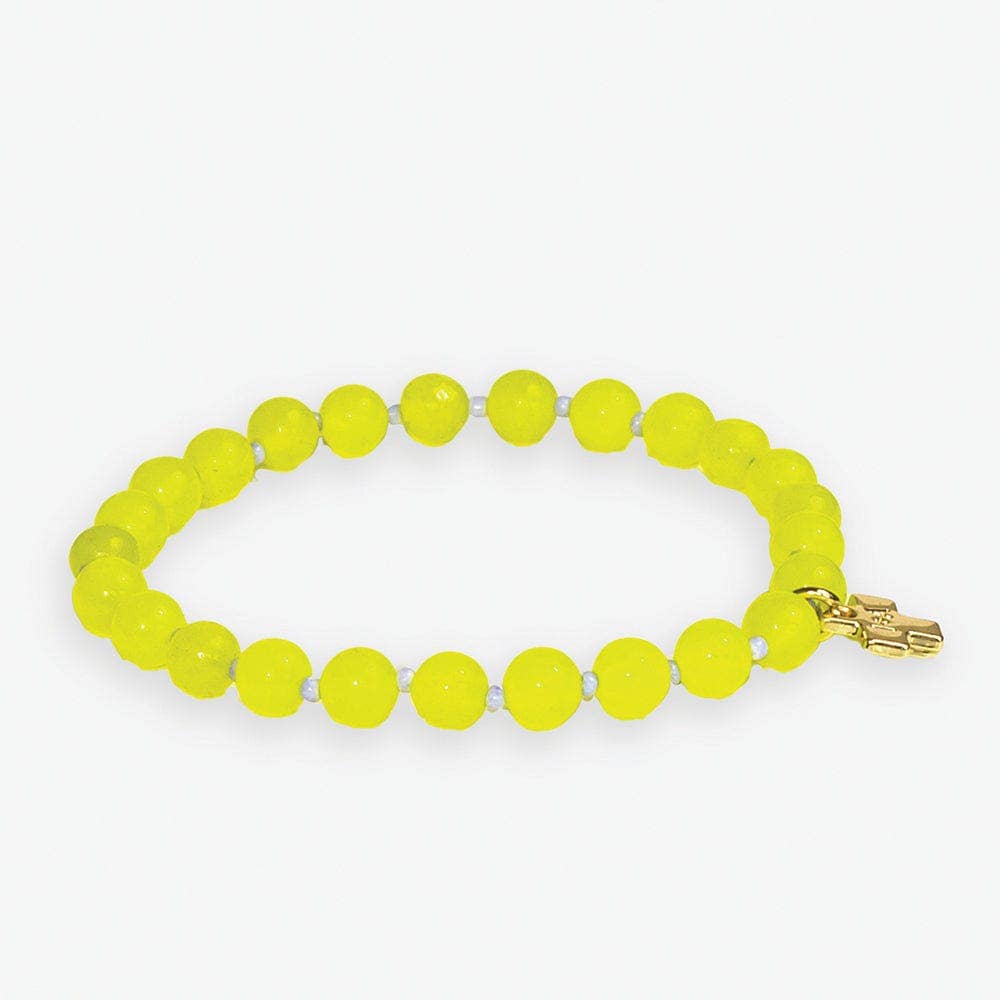 INK + ALLOY - Mabel Round Stones With Alternating Seed Bead Stretch Bracelet Yellow Wholesale