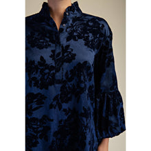 Load image into Gallery viewer, Ruffled Neck Bubble Sleeve Dress - Navy
