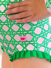 Load image into Gallery viewer, Girls Pink Coastal Cane Long Sleeve One Piece Rash Guard Swimsuit