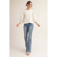 Load image into Gallery viewer, Solid Top with Lace Sleeves - White