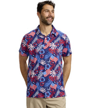 Load image into Gallery viewer, Patriotic Paradise Golf Polo - Men's Tropical USA Golf Shirt