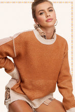 Load image into Gallery viewer, La Miel - MCS3556-Loose Fit Color Block Round Neck Sweater Fall