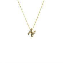 Load image into Gallery viewer, Savvy Bling - Initial Balloon Bubble Gold Necklace: W / GOLD SMOOTH