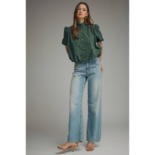 Load image into Gallery viewer, Solid short puff sleeve top - Green