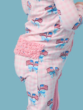 Load image into Gallery viewer, Baby Girls Cotton Modal Pink Patriotic Gingham Footed Ruffle One Piece Pajama