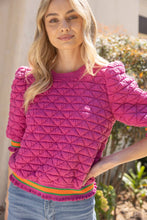 Load image into Gallery viewer, Quilted Striped Band Knit Top: Pink