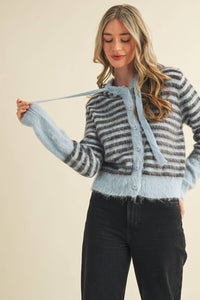 &MERCI - STRIPED HOODIE SWEATER CARDIGAN MSW11063