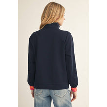 Load image into Gallery viewer, Geo Pattern Contrast Zip Up Sweatshirt
