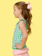 Load image into Gallery viewer, Girls Pink Coastal Cane Active Ruffle Tank Top