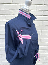 Load image into Gallery viewer, Pearly Vine - Audrey Ribbon FC - Navy w Navy &amp; Pink Stripe Ribbon