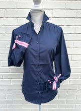 Load image into Gallery viewer, Pearly Vine - Audrey Ribbon FC - Navy w Navy &amp; Pink Stripe Ribbon