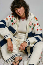Load image into Gallery viewer, Striped Pattern 3D Embroidered Hoodie Zip Up Sweater Top