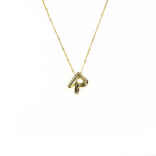 Load image into Gallery viewer, Savvy Bling - Initial Balloon Bubble Gold Necklace: W / GOLD SMOOTH