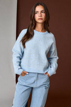 Load image into Gallery viewer, Striped Brushed Crewneck Sweater - Blue