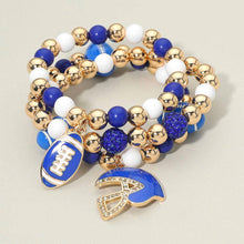 Load image into Gallery viewer, Sensibling Corp. - 3PCS - Game Day Football Helmet Charm Beaded Stretch Multi Layered Bracelets