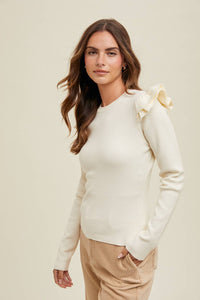 Ruffle Sleeve Sweater - Cream