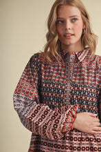 Load image into Gallery viewer, Print Button Down Mini Dress - Pink/Rust