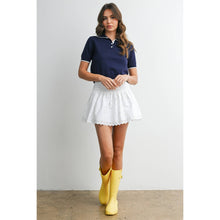 Load image into Gallery viewer, BUTTERMELON - Scalloped Trim Knit Polo Top - BMW8391