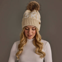 Load image into Gallery viewer, Panache Apparel Co. - Lt. Tan &amp; Ivory Ski Pom Hat