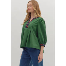 Load image into Gallery viewer, Solid Top with Tartan Trim