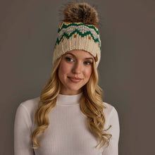 Load image into Gallery viewer, Panache Apparel Co. - Cream, Gold, Green &amp; Gray Patterned Pom Hat