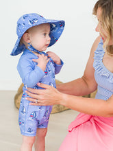 Load image into Gallery viewer, Baby Boys Blue Seas the Day Long Sleeve One Piece Rash Guard