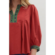 Load image into Gallery viewer, Solid Top with Tartan Trim