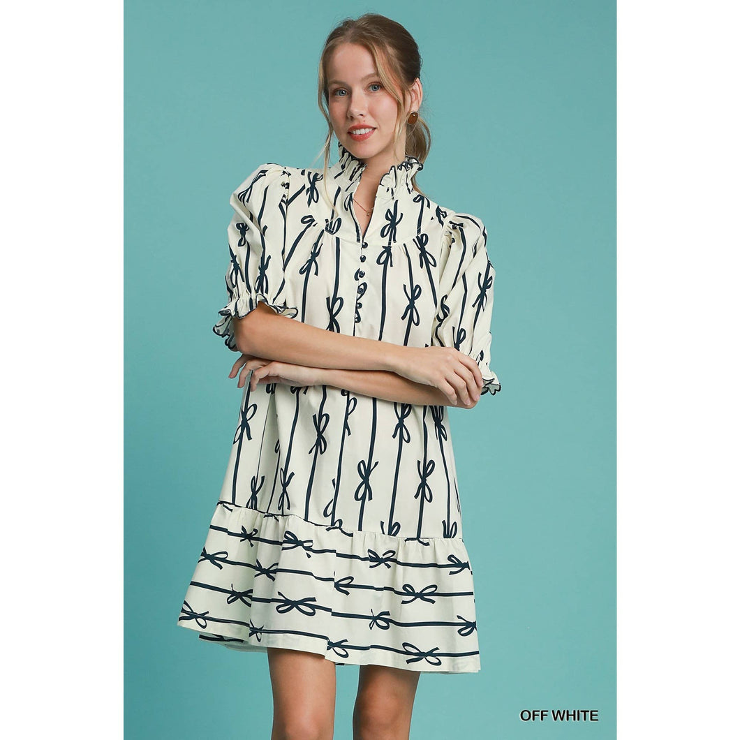 STYLE USA - Ribbon Scalloped Mini Dress
