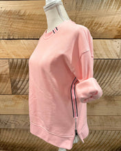 Load image into Gallery viewer, Pearly Vine - Danny Sweatshirt - Pink w Pink, White &amp; Navy Stripe Ribbon